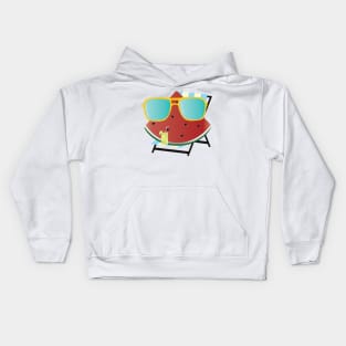 Funny Watermelon with sunglasses illustration Kids Hoodie